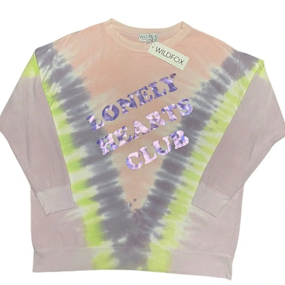 Wildfox Lonely Hearts Club Aurora Tie Dye Roadtrip Sweatshirt Women Small NWT - Picture 6 of 15